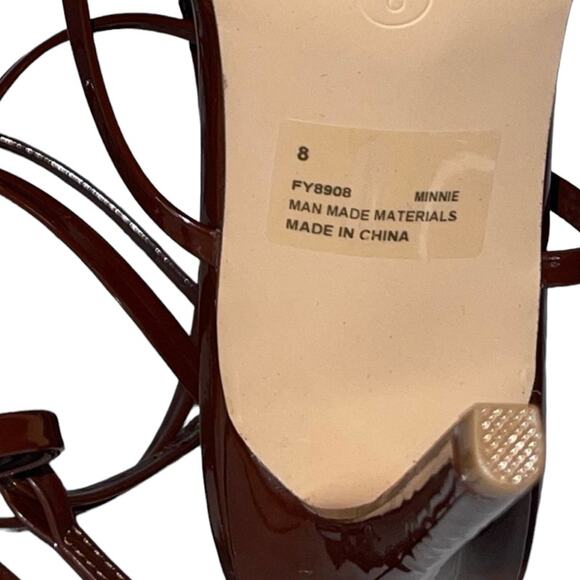 NWOB Cape Robbin Minnie Square Toe Strappy Stiletto Chocolate Brown High Heels 8 - Picture 9 of 9